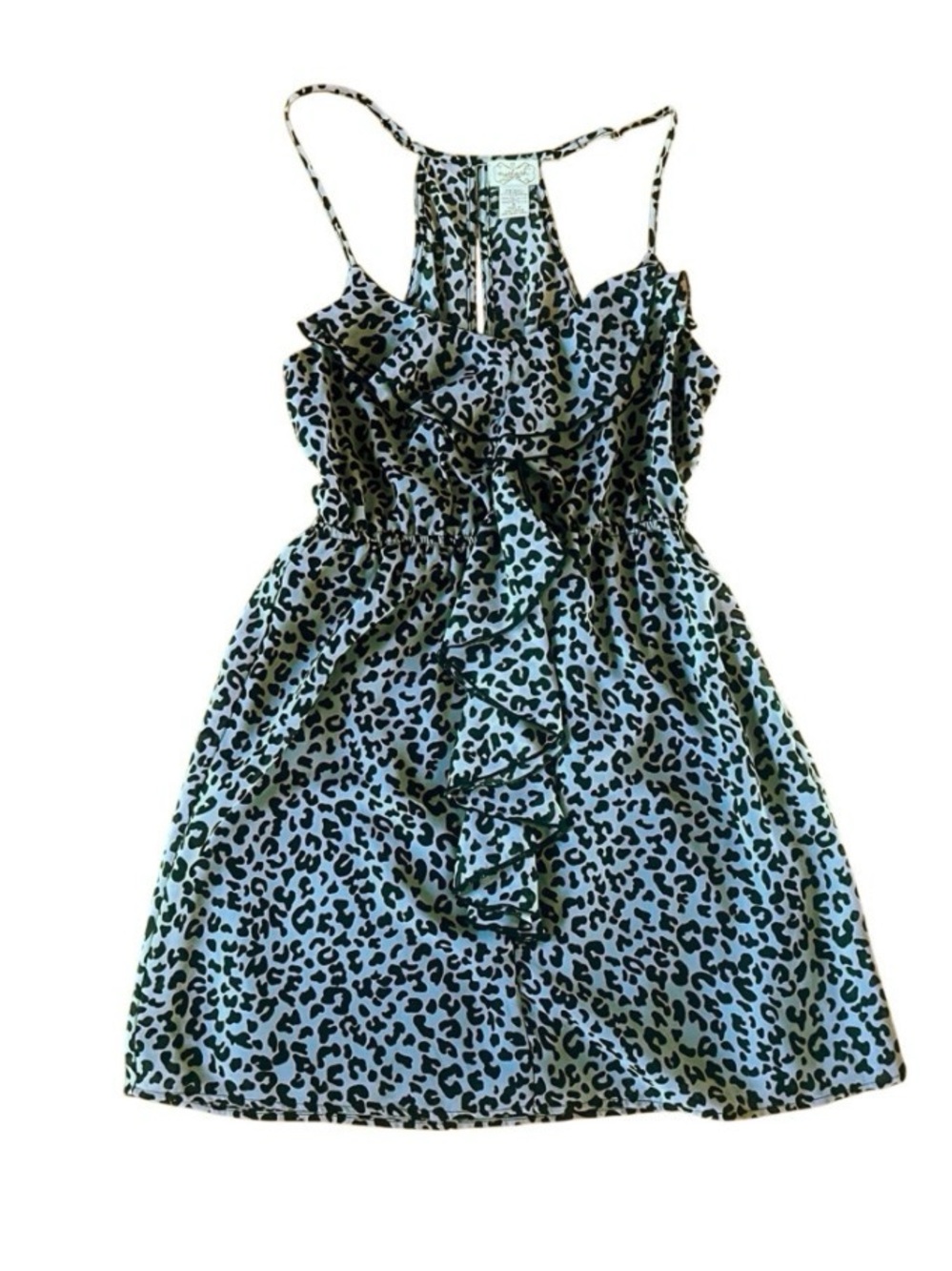 Eyelash Couture Leopard Ruffle Racerback Mini Dress | M